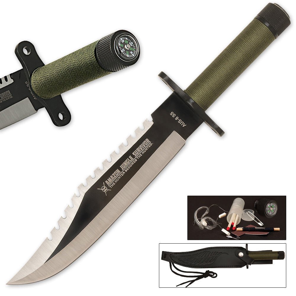 K Exclusive Amazon Jungle Survival Knife with Sheath