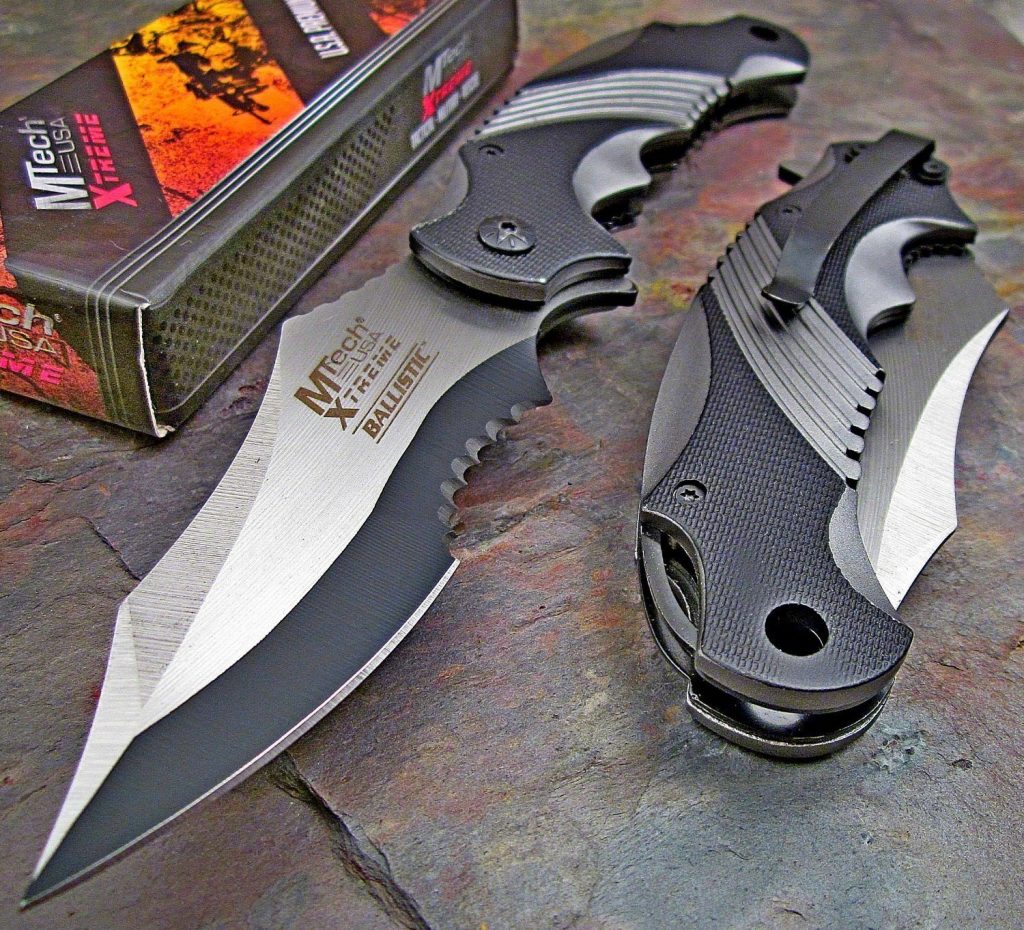 Mtech Xtreme Ballistic Black Grey Assisted Tactical Flipper Pocket Knife