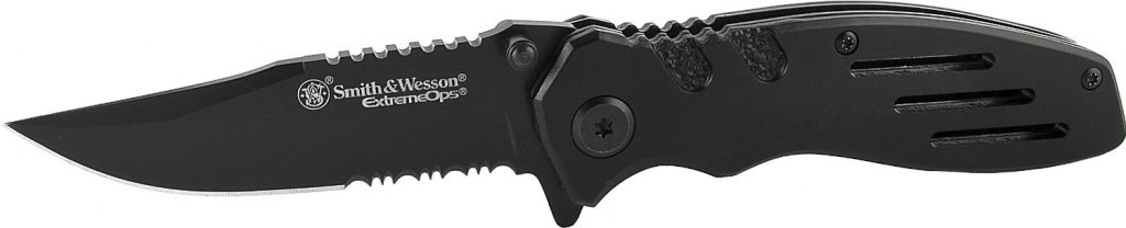 Smith & Wesson Extreme Ops SWA24S Liner Lock Folding Knife Partially Serrated Clip Point Blade